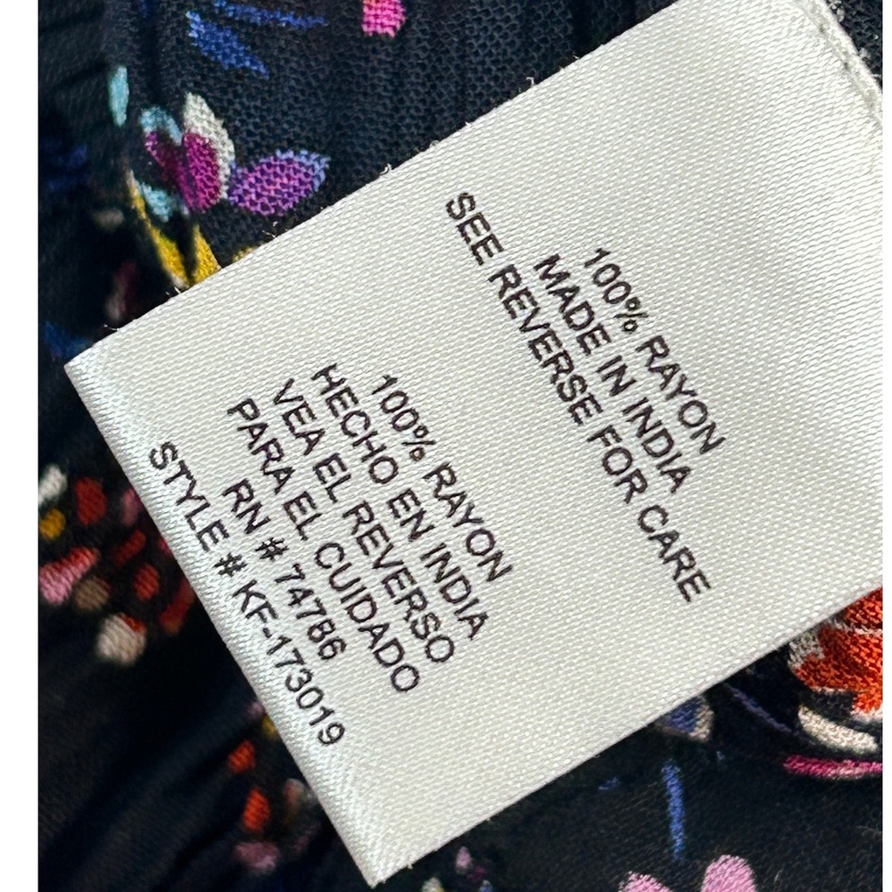 I The Wild Women's L Floral Palazzo Pants Wide Leg Boho Black Multicolor Rayon - Picture 3 of 4